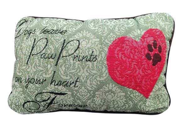 Unbranded Other - Dog Theme Tapestry Throw Pillow " Dogs Leave Paw Prints On Your Heart Forever "